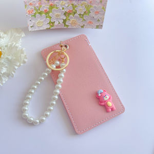 Cute Cartoon Dual Card Separation Card Holder Creative Student Meal Card Bus Pass Subway Access Control Certificate Holder Keychain