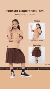 Rok seragam pramuka sd sekolah dasar pendek rempel lipit coklat cokelat pinggang karet