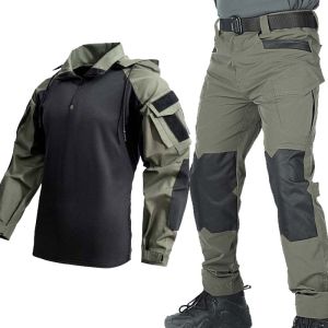กลางแจ้ง Milita ยุทธวิธีสวมใส่ Safari Cargo กางเกงผู้ชาย Forces Coat COMBAT เสื้อตกปลา Camo การล่าสัตว์เสื้อผ้า