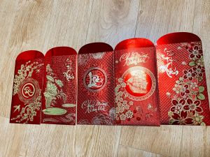 Combo 5 bao lì xì tết - bao lì xì cao cấp ép nhũ kim 3D sang trọng chữ Xuân Phúc Lộc - có sẵn tại HCM