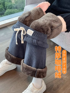 Big Sale Leak-Picking Fleece-lined Thickened Cashmere Pants Womens Autumn and Winter Chenille Loose Pants Corduroy Cotton-Padded Trousers