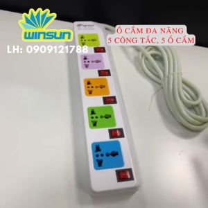 Ổ cắm điện đa năng ổ cắm 5 công tắc 5 ổ cắm dài 2 mét 355 Winsun