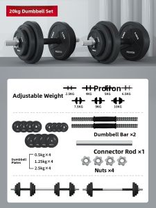 PROIRON | Adjustable Weight Home Gym Set Rubber Dumbbell and Barbell