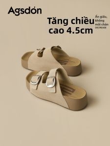Agsdon | Platform Genuine Leather Birkenstock Style Mule Slippers for Women
