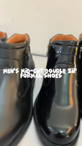 [G-SHOES] CHELSEAPOLO VS666 Men Formal Boots Police PDRM Black Shoes Mid Cut Double Zip  Size 39-45