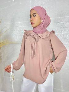 Atasan Blouse Wanita Muslimah Vintage Blus Bahan Crinkle Premium Size M sd XL