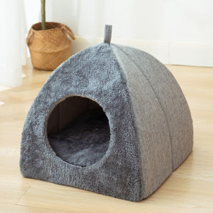 New Triangular Enclosed Cat House - Warm Plush Pet Bed for Deep Sleep Cozy Shelter for Cats and Small Dogs