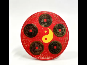 CARRISWERTE 8CM Feng Shui Five Emperors Coin Disc Self-Adhesive Lucky Ornament Home and Shop