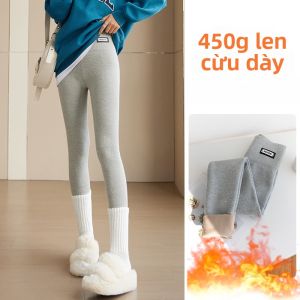 MiiOW | Quần dài nữ mùa thu dày dặn ấm áp cotton quần dài ngoài trời mùa đông quần dài cotton chống lạnh quần lót lông cừu