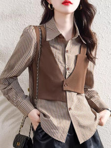 Stylish French Elegant False Two-Piece Long Sleeve Shirt