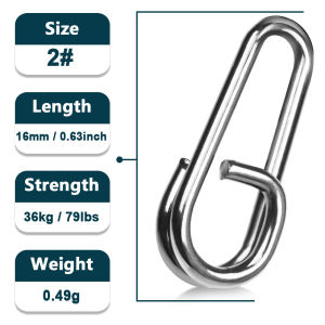9KM 50Pcs Fishing Snap Oval Fishing Lures Connectors Saltwater Fishing Split Rings Snap Stainless Steel