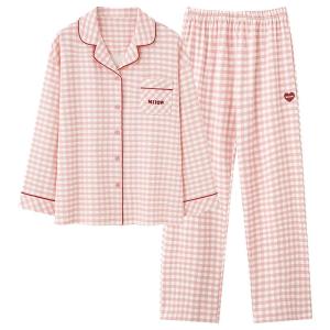 miiow | Pure Cotton Cat Person Sleepwear Ladies Spring Autumn Long Sleeve Long Pants Casual Home Clothes Set Can Be Worn Outside