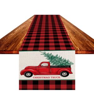  VIKAMA Christmas Table Runner American Country Xmas Kitchen Table Flag Holiday Party Home Dining Table Decoration