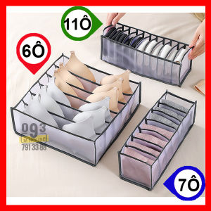 Túi vải đựng đồ lót nhiều ngăn Khay túi lưới chia ô ngăn đựng đồ để tủ quần áo 6/7/11 Ngăn