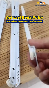 Rel Laci Besi Putih Rel Laci Roda Vendoro Ukuran 25 CM 30 CM 35 CM 40 CM 45 CM 50 CM