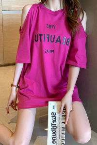 Pure Cotton Shoulder-baring Loose T-shirt: A Summer Fashion Must-Have