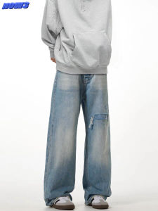 NOW3 Mỹ Retro Ice Blue Quần Jean Rộng Rãi Xu Hướng Trẻ Trung Chống Mài Mòn Cổ Điển Dành Cho Nam Chân Thẳng Mùa Thu Quần Dài