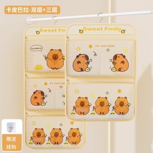 Hanging Storage Bag for Underwear And Socks Wardrobe Organizer Wall Mounted Bedside Net Pocket Cartoon Style Japanese Fashion