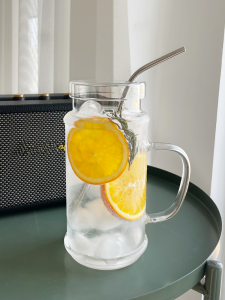 1000ml Large Capacity Drinking Water Bottle Minimalist Clear Glass Cup Office and Dormitory with Handle Tea Brewing Cup