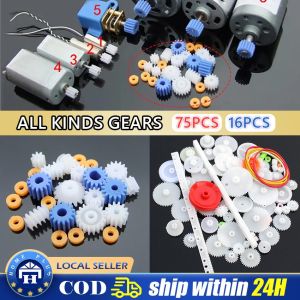 【Local Delivery】 75Pcs/set Plastic Gear Set DIY Rack Pulley Belt Worm Single Double Gears 307A-Plastic-Gear-Set