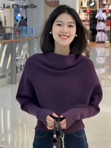 La Chapelle Purple Fleece Knitwear Womens Loose Batwing Sleeve Crew Neck Sweater Autumn Winter Comfortable Breathable Top