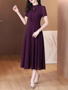DAIXIANGFEIZI | Đầm Chiffon Tay Ngắn Dây Nơ Eo Đẹp Mùa Hè