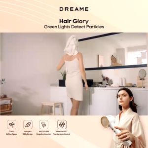 Dreame Hair Glory Hair Dryer Pengering Rambut | High-Speed 2 Mins Fast Drying | Perawatan Rambut dengan Esensi dan 300 Juta Ion Negatif | 2 Tahun Garansi