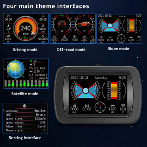 RYSJM | A65 GPS Digital Speedometer Slope Meter 4x4 Off-road Head-up Display for Car HUD with Altitude Inclinemeter Compass Roll Angle
