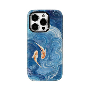 Potdemiel | Ốp Lưng iPhone Hai Lớp Chống Sốc Chống Xước Chất Liệu PC Mềm + TPU Họa Tiết Cá Koi Trên Sóng Biển Tương Thích Với iPhone 18 17 16 15 14 13 12 7 8 Pro Max Plus