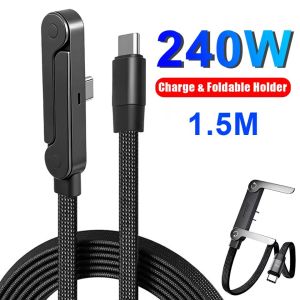 240W Fast Charging Foldable Mobile Phone Holder Data Cable Multi-Angle Adjustment Non-Stop Charging Phone Bracket for IPhone 17/16/15 Samsung