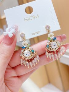 Bohemian Ethnic Style Women's Crystal Earrings: Spring Summer New Fashion Freshwater Pearl Drop Jewelry
