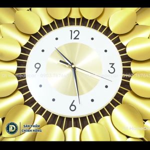 Đồng Hồ Treo Tường Trang Trí- Nhập Khẩu Chính Hãng - Mẫu Đồng Hồ Mặt Trời Vàng Ánh Kim decor trang trí nhà cửa - DT08