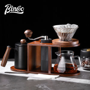 Bincoo phin pha cà phê Set khung kẹp Kính lọc Đứng Tay Sản Xuất Bia Nồi Lưu Trữ chân đế bằng gỗ Bình đựng cà phê Chia Sẻ Nồi Bộ lọc nhỏ giọt Cup Bộ dụng cụ gia đình tiện lợi