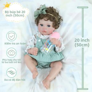 50CM Sống Động Như Thật Búp Bê Em Bé Mềm Mại Cảm Ứng Silicone Vinyl Toàn Thân Chân Tóc Chống Thấm Nước Đồ Chơi Giáo Dục Cho Bé Gái Quà Tặng