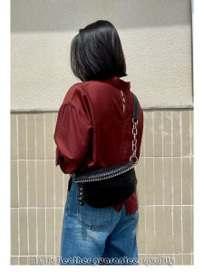 Fashionable Bubble Sheep Leather Crossbody Chest Bag Womens Single Shoulder Satchel Soft Korean Style Daily Use Handbag