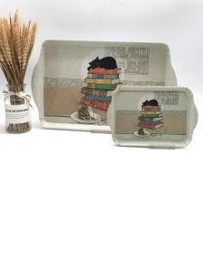 Cute Cartoon Rectangular Large Size Fruit Tray Attractive Dishware Durable Dishwasher Safe Chinese Made Melamine Tray