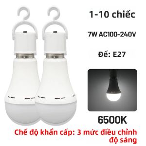 Bóng Đèn LED Sạc Lại Được E27 7W 1500mAh Đèn Khẩn Cấp 220V 110V Dùng Cho Mất Điện Gia Đình Cắm Trại Ngoài Trời Hiên Nhà Chiếu Sáng Sân Vườn