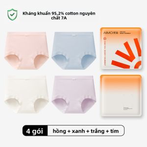 Quần lót tam giác AIMO cho nữ vải cotton kiểu cạp cao mỏng không đường may kháng khuẩn