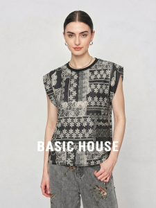Basic House | Retro Print Sleeveless T-shirt Summer Lightweight Tencel