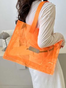 Good-looking Transparent Big Bag Womens Bag 2024 New Arrival Dopamine Jelly Beach Versatile Work Clothing Single Shoulder Bag