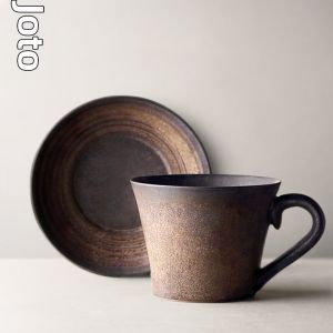 JOTO | Handmade Antique Gold Gilt Ceramic Coffee Cup for Couples