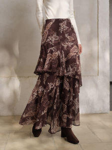 Vintage Bohemian Flower Flowy Irregular Ruffled Layered Half-skirt