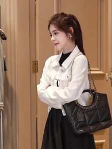 Zhang Yuan Yi Womens Short Jacket White Korean Style Slimming High-End Feeling Top Commute Loose Fit Regular Thickness