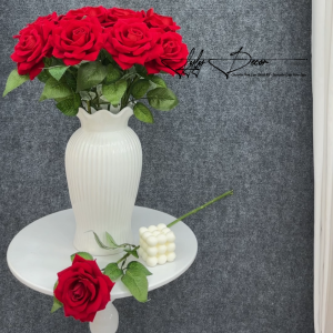 5-10 Cành Hoa Hồng Nhung Nở 1B  bó hoa trang trí tiệc sự kiện. Hoa Lụa LyLy Decor