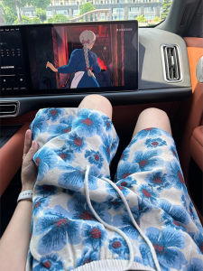 Quần Short Hawaii Họa Tiết Hoa Nhỏ Màu Xanh Mùa Hè Cho Nam Quần Dài Năm Điểm Quần Đi Biển Quần Thường Ngày Cạp Vừa