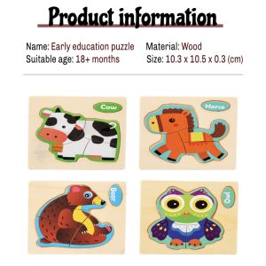 Wooden Toys Small Size 3D Puzzle Cartoon Cognitive Jigsaw Puzzle Kids Early Learning Educational Toys for children