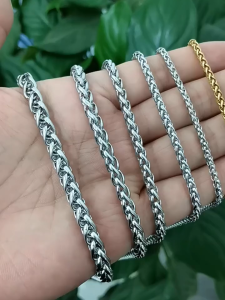 สร้อยคอสแตนเลสแท้ 100% สร้อยพระลายเปียกลม 3.0มิล 4.0มิล 5.0มิล 6.0มิล 7.0มิล