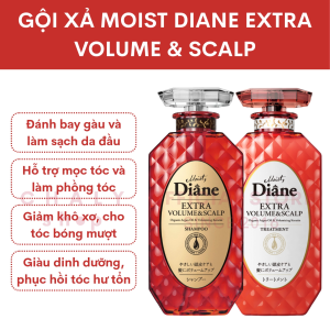 Gội xả Diane hỗ trợ mọc tóc và làm phồng tóc Moist Diane Extra Volume And Scalp 450ml Nhật