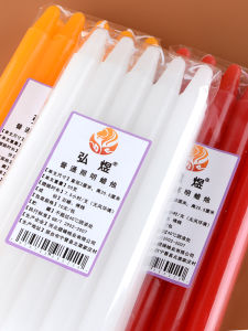 Ordinary For Home Power Failure Lighting Long Brush Holder Red Candle Smoke-Free Tasteless White Old-Fashioned Incense Burning Buddha Worship Holiday Emergency Wax