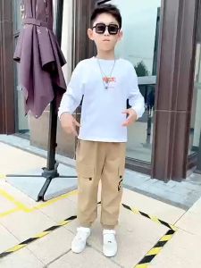 กางเกงเด็กชาย กางเกงขายาว กางเกงหลวม กระเป๋าข้าง สไตล์หลวม เด็กอ้วนสามารถใส่ผ้าฝ้ายได้ ราคาโรงงาน